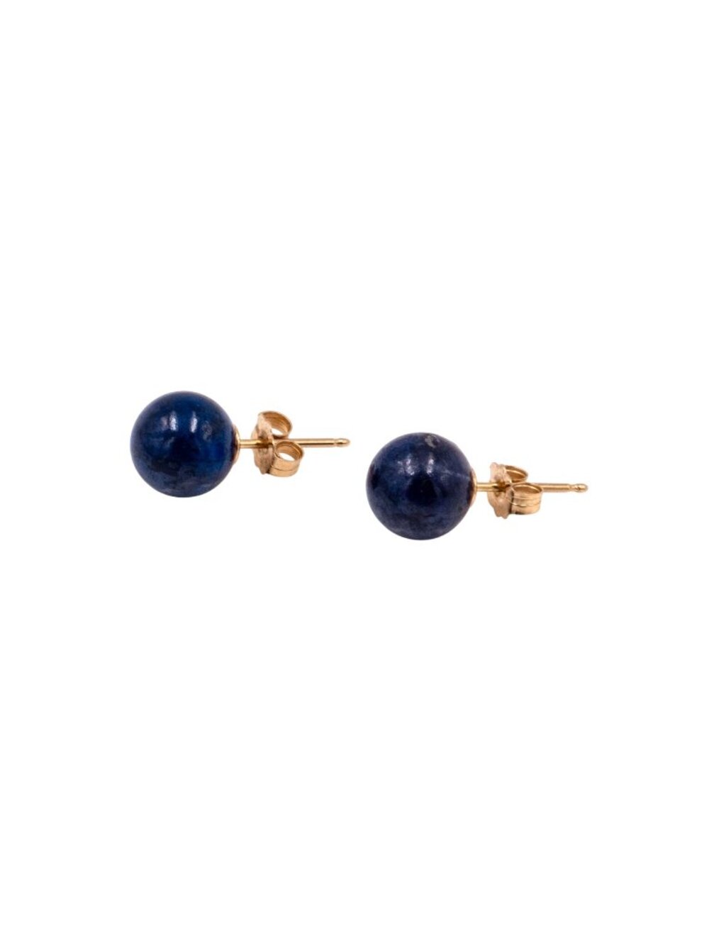 14K Yellow Gold 8mm Lapis Lazuli Stud Earrings